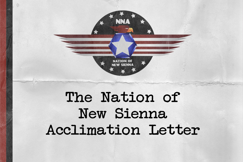 The Nation of New Sienna Acclimation Letter – Pt 1